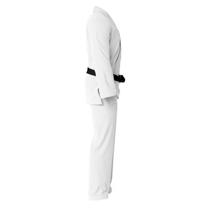 White Karate Gi Uniform 100% Cotton Unisex Adult Durable Training Wear Black <b>Belt</b> With <b>Red</b> Tip - Product Image 4