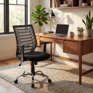Miami <b>Grey</b> Mesh Task Office Chair Modern Design Adjustable Height Headrest for Swivel Executive Use Durable Fabric Aluminium PU - Product Image 4