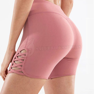 Femmes OEM Logo Brodé Taille Élastique Gym Hip Motif Booty Shorts Couleur Unie Shorts De Sport En Gros - Product Image 3