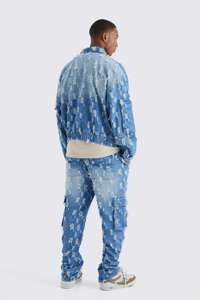 Veste en jean pour homme antibactérienne d'hiver, col montant, vêtement d'extérieur, bleu délavé, 100% coton, haute qualité, mode décontractée - Product Image 3