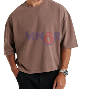 เสื้อยืดโอเวอร์ไซส์ผ้าฝ้ายใส่สบายสำหรับผู้ชายเสื้อยืดโอเวอร์ไซส์ธรรมดาหลากสีโลโก้ตามสั่ง - Product Image 1
