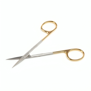Tijeras de goma de IRIS doradas SS TC de 11,5 cm/4,5 \ "de alta calidad, tijeras veterinarias manuales con estándar de seguridad recto afilado/afilado-MOL - Product Image 1