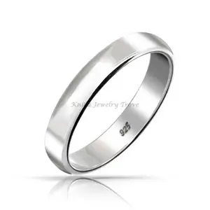 Real 925 Sterling Silver Plain Rings For Women Men High Polished Finish Simple Flat Comfortable Fits Wedding Band Lovers Rings