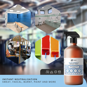 Neutraliseur d'odeurs en spray intense Formule bleue : Odeurs de sueur, de fèces, de fumée et de solvants - Bouteille de 1L - Prêt à l'emploi - Product Image 3