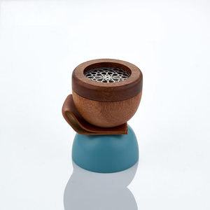 Quemador de incienso de madera Bakhoor con mango de cuero PU Soporte de aromaterapia con base de metal resistente - Product Image 6