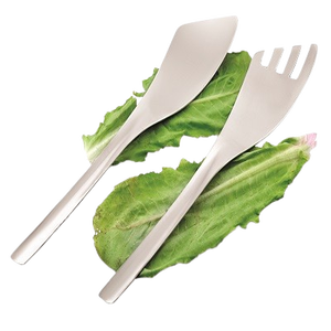 Juego de Servidores de Ensalada de Acero Inoxidable, Acabado Mate Ecológico, Resistente a la Corrosión, Apto para Alimentos, con Cuchara y Tenedor, Apto para Lavavajillas - Product Image 1