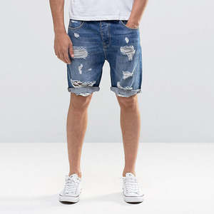 Short en jean coupe-vent pour hommes en toile respirante déchirée pour hommes 100% coton Short en jean personnalisé pour hommes - Product Image 4