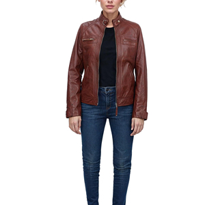 Veste en cuir véritable pour femmes personnalisée de haute qualité support élégant toile tissu respirant hiver article vente chaude en gros - Product Image 1