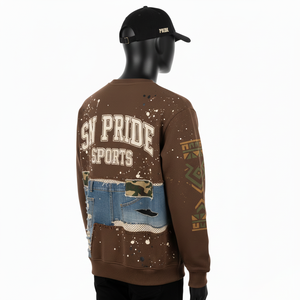 High Quality 100% Cotton <b>Lined</b> Fleece Regular Fit Pullover Sweatshirts Custom Logo Print Cargo Style Pockets <b>Men</b> - Product Image 4