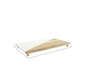 Plateau de service durable en marbre et en bois, options personnalisables pour la décoration de table festive, mariage, présentation de service sophistiquée - Product Image 2