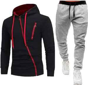 Conjunto de chándal liso con capucha de algodón informal al por mayor, sudaderas con capucha unisex, chándal con logotipo personalizado para hombre - Product Image 5