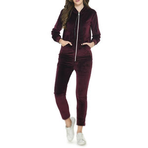 "Womens Velvet Tracksuit Set With Zip Up Hoodie And Matching <b>Pants</b> For Casual Wear Soft Comfort <b>Lounge</b> Outfit" - Product Image 3