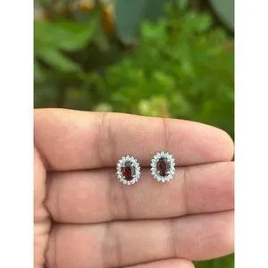 Natural Garnet <b>Stud</b> <b>Earrings</b> 925 Sterling Silver Handmade Fine Gemstone Jewelry Wholesale Supplier - Product Image 1