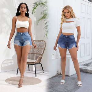 Trendy Women Denim <b>Shorts</b> High Waist Super Distressed Jean <b>Shorts</b> Women Denim <b>Shorts</b> Custom Stone Wash high quality - Product Image 6