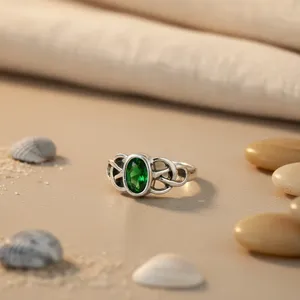 Bague en argent sterling 925 avec pierre précieuse verte pour femmes - Plaqué or rose, sertissage en incrustation, plusieurs options de placage - Product Image 3