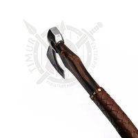 Handgeschmiedete Doppelköpfige Wikinger-Axt Anpassbar Hochkohlenstoffstahl Damaskus Industriell Outdoor Camping Rosenholzgriff 18 Zoll