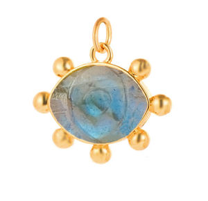 Rainbow Moonstone 925 Sterling Silver Bezel <b>Pendant</b> with Gold Vermeil 8x12mm Marquise Shape Gemstone Fine Jewelry Making Charm - Product Image 4