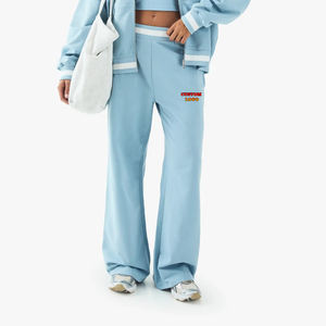 Pantalon en molleton à jambe large de qualité supérieure pour l'hiver, pour femmes, en polyester/coton, écologique, personnalisable, avec devant plat et lacets - Product Image 1