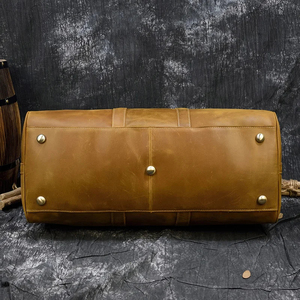 Genuine Leather Luxury Sport <b>Duffel</b> <b>Bag</b> Weekender Travel <b>Bag</b> with Zipper Closure Brown Large Capacity Durable - Product Image 4