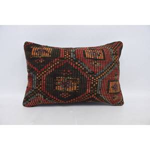 Multicolor Bohemian 16x24 Wool Kantha Pillow Vintage Embroidered Floral <b>Print</b> Woven Patchwork Decorative <b>Cushion</b> 18x18 Inch Size - Product Image 1