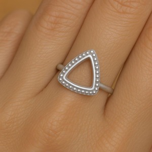 925 Sterling Silver Trillion Ring <b>Frame</b> Beaded Edge Ring Setting DIY Mount Handmade Trillion Bezel Ring Blank For Jewelry Making - Product Image 3