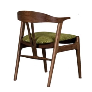 Silla de Jardín de Madera de Teca de Estilo Moderno de Mediados de Siglo con Asiento Tapizado Verde, Muebles de Exterior de Diseño Confortable - Product Image 3