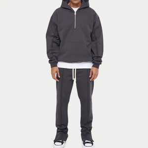 Survêtement en coton personnalisé de haute qualité pour hommes pull à capuche à capuche et pantalon de survêtement surdimensionné lavé ensemble 2 pièces - Product Image 1