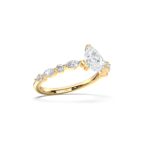 Bague de fiançailles sophistiquée en forme de poire, ronde et marquise de 1,36 ct avec diamant de laboratoire en or 14 carats, vente en gros OEM - Product Image 5