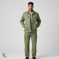 Conjunto de Ropa Exterior para Hombre de Alta Calidad, 100% Algodón Ripstop, Estilo Trabajo de Invierno, Diseño Sólido, Suave, Duradero y Transpirable