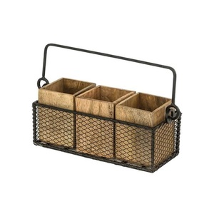 Hecho EN LA India Mango de madera para servir Caddy Organizador de cocina decorativo para almacenamiento Vajilla Cubiertos Uso de oficina-Diseño OEM - Product Image 1