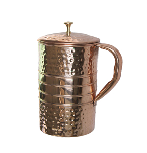 Finition martelée Pichet à eau en cuivre de 50 onces Pichet à eau en métal avec design élégant - Product Image 1