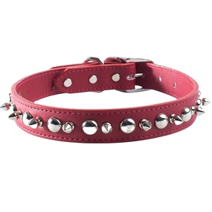 ปลอกคอสุนัขหนังแท้100% มีปุ่มสไปค์สตั๊ดคุณภาพสูงทันสมัย - Product Image 1