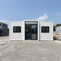 Maison conteneur extensible avec porte vitrée pour projets résidentiels et de camping