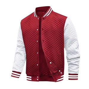 Vestes bomber en cuir classiques personnalisées en laine pour hommes, style streetwear, fermeture éclair, service OEM disponible - Product Image 5