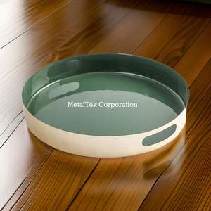 Serveware ถาดเหล็กตกแต่งสีเขียวมะกอกทองบ้านโต๊ะเครื่องแป้งอเนกประสงค์ถาดของขวัญส่งเสริมการขาย - Product Image 3