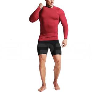 Chemises de gymnastique pour hommes T-shirts de compression en fibre Motif solide Chemise à col rond Vêtements en gros - Product Image 4