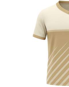 Camiseta Deportiva Personalizada para Hombre, Cuello en V, Color Beige, Poliéster Estampado, Secado Rápido, Transpirable, Jersey Atlético, Logotipo Personalizado, Fabricante OEM - Product Image 3