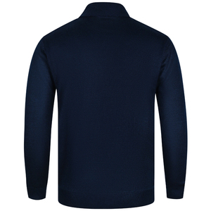 Suéter de cuello alto personalizable para hombre, suéter azul marino de gran tamaño, patrón sólido, transpirable, antiarrugas, traje de invierno con logotipo frontal - Product Image 4