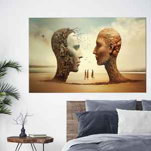 ภาพพิมพ์ศิลปะหัวมนุษย์ขนาดใหญ่บนผ้าใบ - ของตกแต่งผนังสไตล์โบโฮสมัยใหม่,1P:Gallery Wrapped - Product Image 1