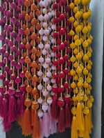 Cuerdas de borla de bola de terciopelo para escenario telón de fondo fiesta colgante inglés boda cristiana, eventos, Haldi, decoración Mehndi envío gratis