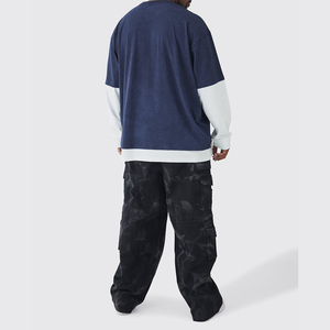 Nuevo diseño, sudaderas holgadas Unisex de algodón de gran tamaño con lavado ácido, ropa de calle para hombre, sudaderas ligeras de manga de doble capa - Product Image 5