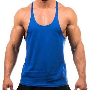 Men's New Style Solid Pattern Cotton Jogger Gym Singlet Sleeveless Fitness Tank Top <b>Vest</b> with Comfortable Knitted Weave - Product Image 3
