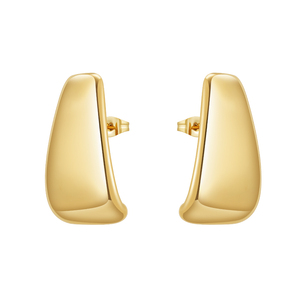 Mới Nhất 18K Vàng Mạ Thép Không Gỉ Đồ Trang Sức Mịn Không Thường Xuyên Tấm Cong Chunky Stud Tai Cho Phụ Nữ Bên Bông Tai E241583 - Product Image 2