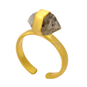 Herkimer Quartz Gemstone 925 Anillo hecho a mano de plata esterlina Anillo de moda chapado en oro para compromiso de aniversario de boda. - Product Image 5