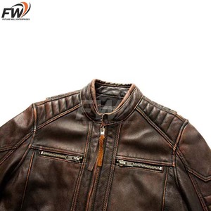 Chaquetas de Cuero Genuino Recubierto al por Mayor para Hombre y Mujer, Unisex, Estilo Vintage, Cuello Alto, Transpirables, Personalizables - Product Image 5