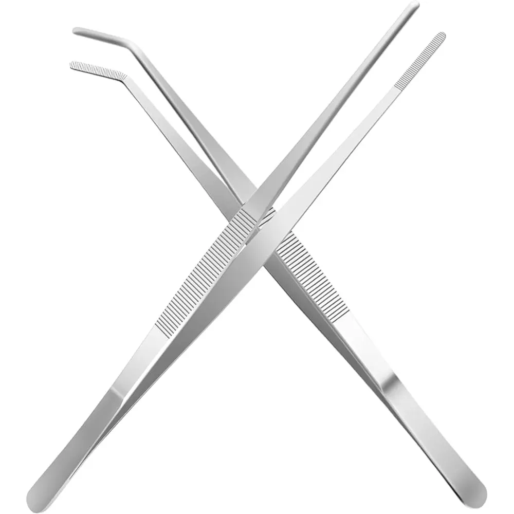 Herramientas de cocina utensilios de cocina accesorios de acero inoxidable metal puntiagudo punta redonda pinzas extra largas pinzas para alimentos