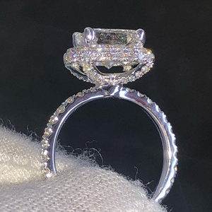 Anillo de diamante cultivado en laboratorio de corte princesa de 3,00 quilates, anillo de compromiso de Halo, joyería para mujer, oro blanco de 14K - Product Image 3