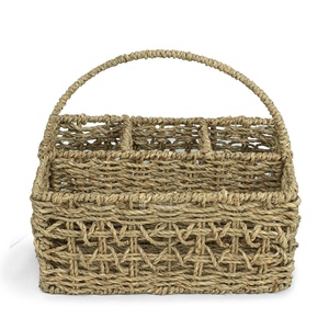 Woven Seagrass Utensil Holder with Handle, Best Selling Handwoven Cutlery Organizer for <b>Kitchen</b> and <b>Table</b> Wholesale - Product Image 4