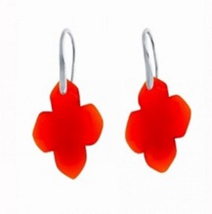 มาใหม่สีส้ม Chalcedony พลอย925สเตอร์ลิงโคลเวอร์รูปร่างต่างหู - Product Image 1