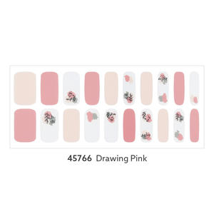 ShineB Gel Nail Strips #45766 Gel ongles autocollants facile auto ongles Dessin art Rose couleur Printemps Style fabriqué en corée oem odm - Product Image 2